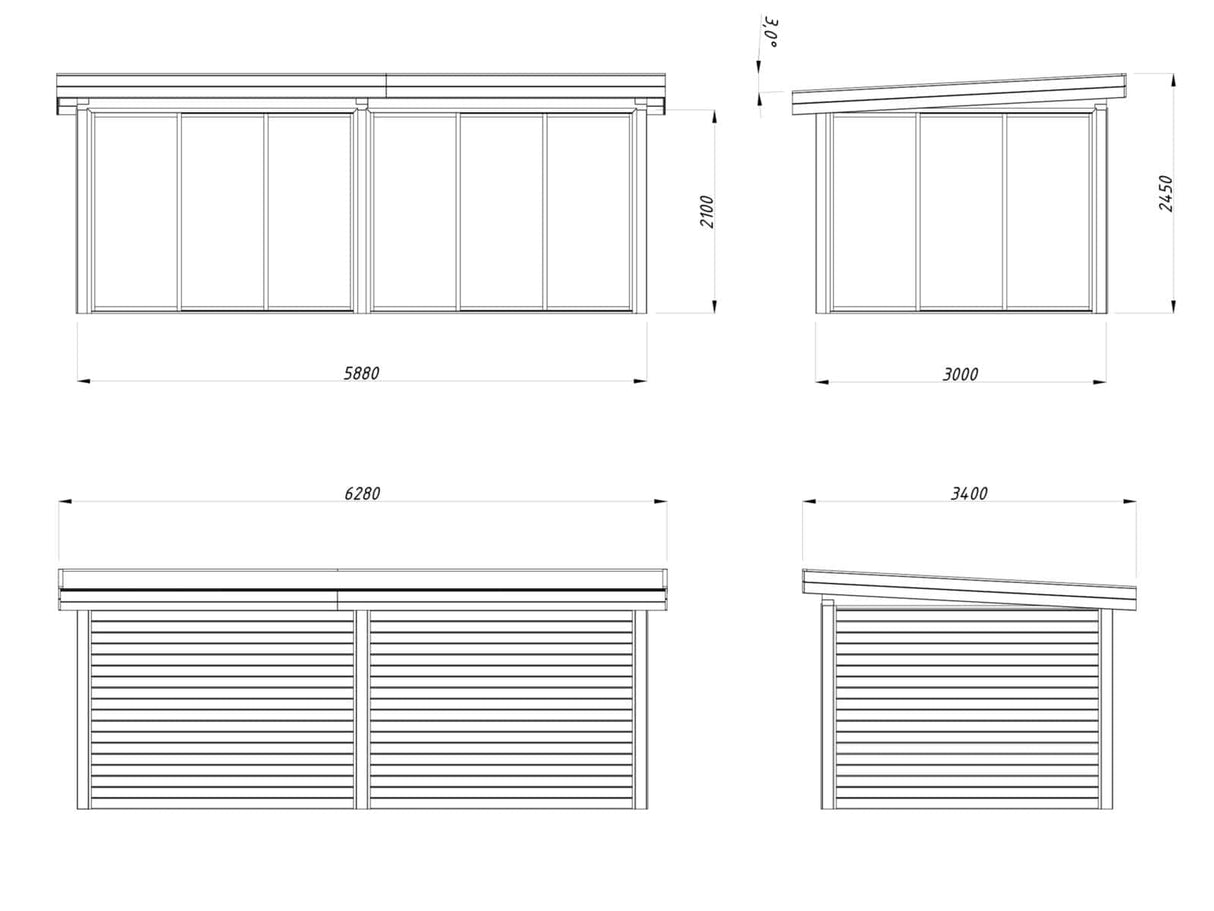 Lenna 16.6m2 Set 402/702 (5.88x3m) Lükandustega paviljon