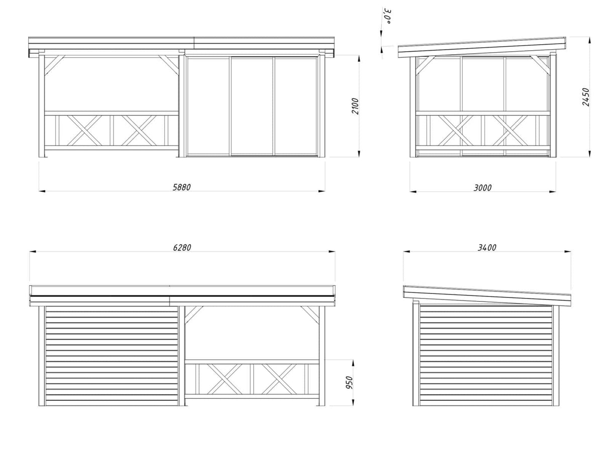 Lenna 16.6m2 Set 403/703 (5.88x3m) Kahe lükanduksega paviljon