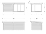 Lenna 16.6m2  Set 405/705 (5.88x3m) Kahe lükandukse ja varikatusega paviljon