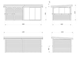 Lenna 16.6m2  Set 407/707 (5.88x3m) Kahe lükandukse ja väliköögiga paviljon
