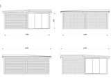 Lenna 24.9m2 Set 411/711 (5.88x5.88m) L-kujuline lamekatusega lükandustega paviljon võreseintega