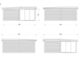 Lenna 24.9m2 Set 412/712 (5.88x5.88m) L-kujuline lamekatusega lükanduste ja varikatusega paviljon
