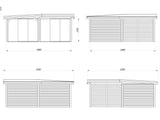 Lenna 24.9m2 Set 413/713 (5.88x5.88m) L-kujuline lamekatusega kahe lükandukse ja võreseinaga paviljon