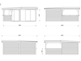 Lenna 24.9m2 Set 422/722 (5.88x5.88m) L-kujuline lamekatusega kahe lükanduksega paviljon