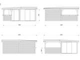Lenna 24.9m2 Set 423/723 (5.88x5.88m) L-kujuline lamekatusega kolme lükanduksega paviljon