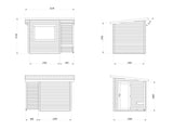 Sanna 4.1m2 (2.1x2.1m | 44mm) Kompaktne saunamajake