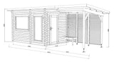 Sanna 6.8+5.9m2 (6.3x2.1m | 44mm) Modernne freesprussist saunamajake riietusruumi ja varikatusega