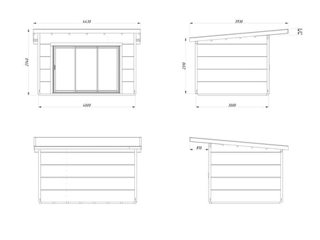 Grace 11.2m2 Slide Plus (4x3m | 56mm) Liimpuitelementidest aiamaja varikatuse ja topeltklaasiga lükandustega