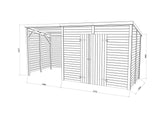 Leif 4.5+2.9m2 (4.6x1.7m | 16mm) Valmis seinaelementidest praktiline aiakuur varikatusega