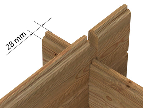 Valentine 9m2 (3.38x2.76m | 28mm) Süvaimmutatud freespruss-aiakuur kahepoolse uksega