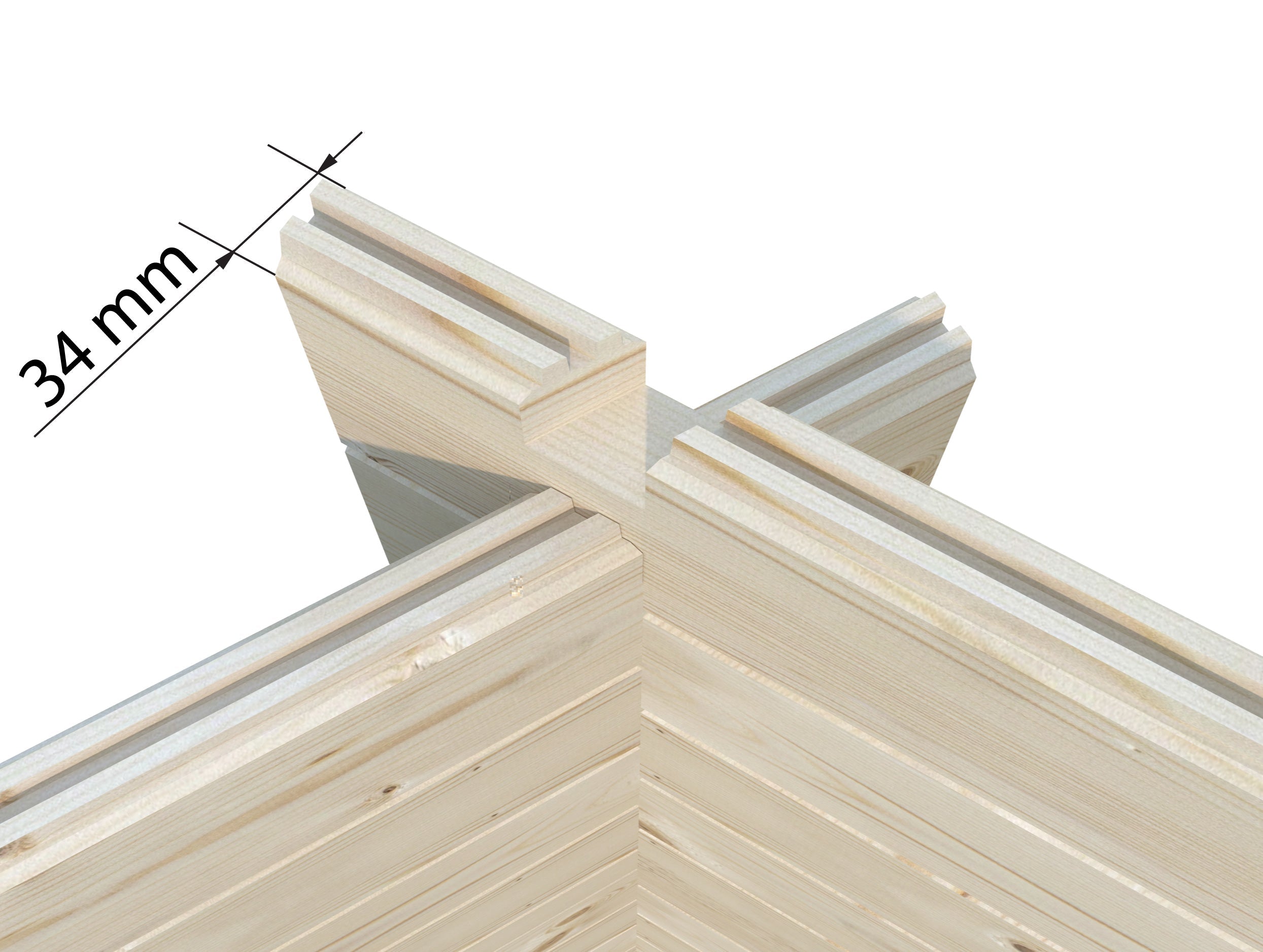 Lisa 11.5m2 (4x3m | 34mm) Lamekatusega freespruss-aiamaja