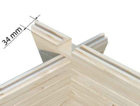 Lisa 11.5m2 (4x3m | 34mm) Lamekatusega freespruss-aiamaja