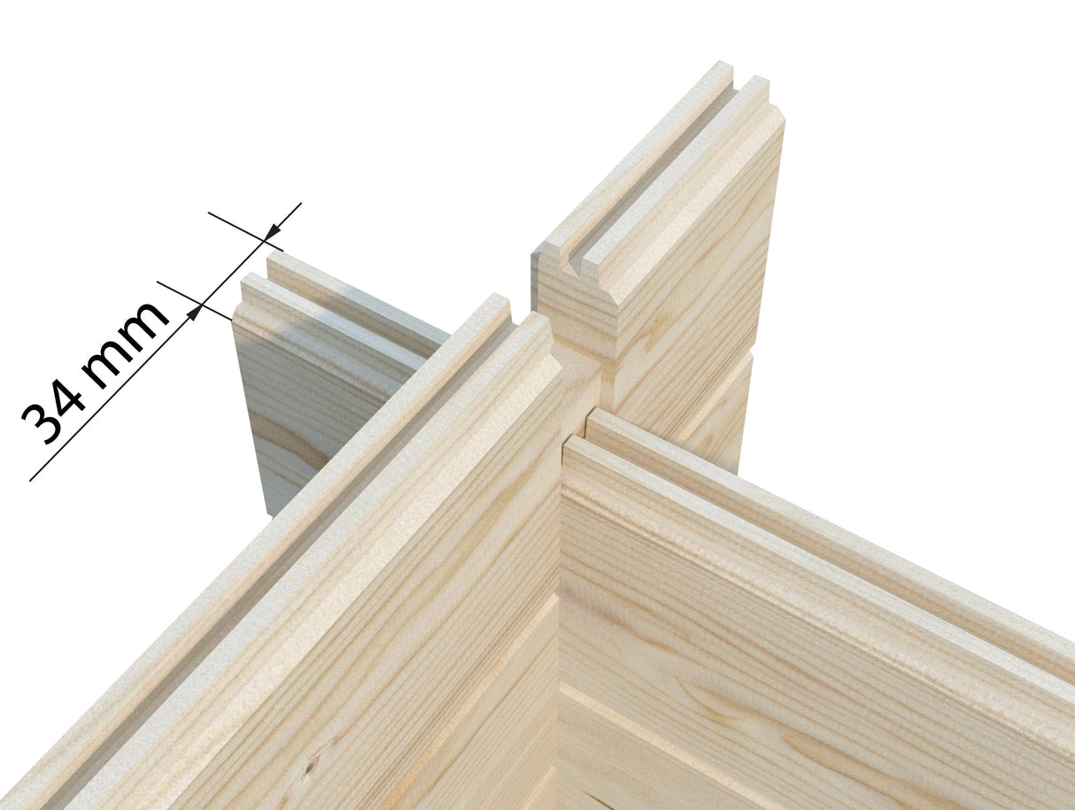 Lotta 13.9m2 (3.8x3.8m | 34mm) Traditsiooniline freespruss-aiamaja