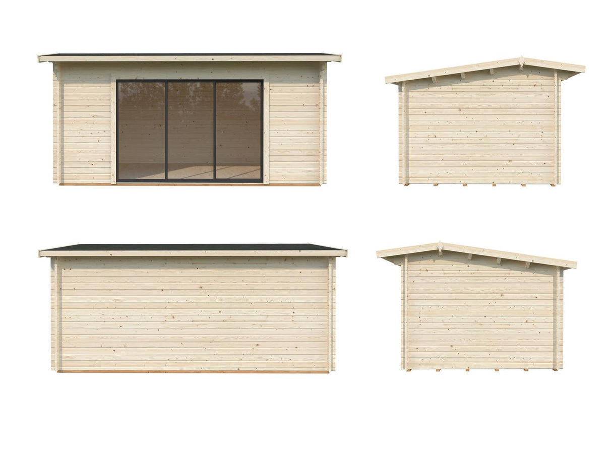 Ines 13.7m2 (4.8x3m | 44mm) Lükandustega freespruss-aiamaja