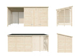 Leif 4.5+2.9m2 (4.6x1.7m | 16mm) Valmis seinaelementidest praktiline aiakuur varikatusega