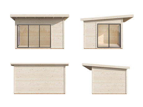 Andrea 11.2m2 (3.9x3m | 44mm) Lükanduste ja modernse nurgalahendusega aiamaja