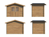 Valentine 4.7m2 (2.76x1.8m | 28mm) Süvaimmutatud freespruss-aiakuur kahepoolse uksega