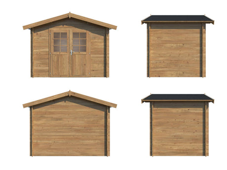 Valentine 4.7m2 (2.76x1.8m | 28mm) Süvaimmutatud freespruss-aiakuur kahepoolse uksega