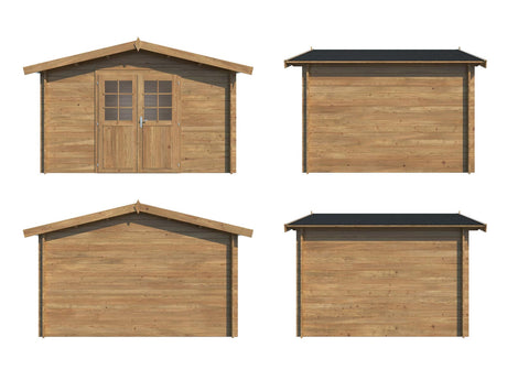 Valentine 9m2 (3.38x2.76m | 28mm) Süvaimmutatud freespruss-aiakuur kahepoolse uksega