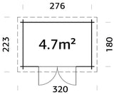 Alice 4.7m2 (2.76x1.8m | 28mm) Väike süvaimmutatud aiakuur