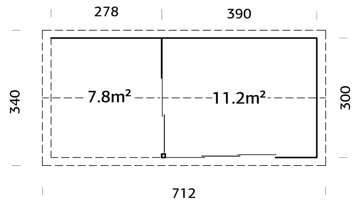 Amanda 11.2+7.8m2 (6.68x3m | 44mm) Lükanduste ja modernse nurgalahendusega aiamaja varikatusega