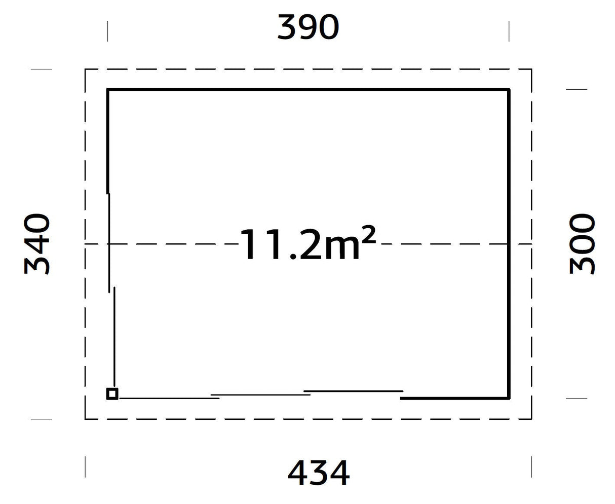 Amanda 11.2m2 (3.9x3m | 44mm) Väike alumiiniumustega viilkatusega aiamaja