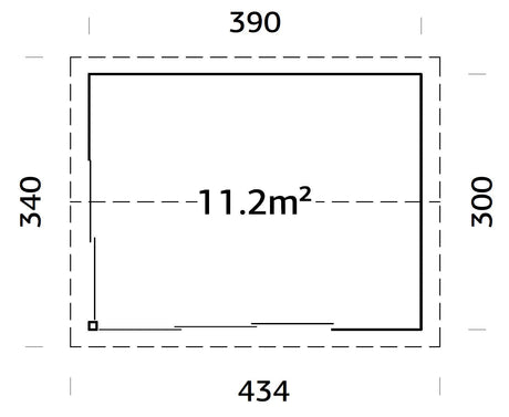 Amanda 11.2m2 (3.9x3m | 44mm) Väike alumiiniumustega viilkatusega aiamaja