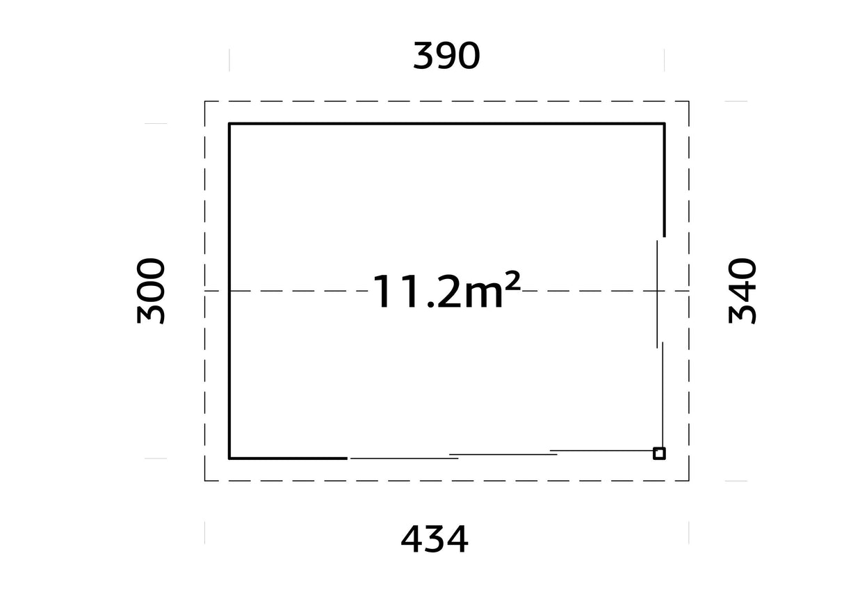 Amanda 11.2m2 (3.9x3m | 44mm) Väike alumiiniumustega viilkatusega aiamaja