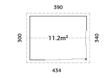 Amanda 11.2m2 (3.9x3m | 44mm) Väike alumiiniumustega viilkatusega aiamaja