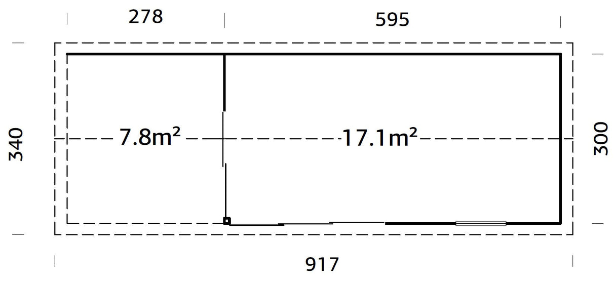 Amanda 17.1+7.8m2 (8.73x3m | 44mm) Suur alumiiniumustega viilkatusega aiamaja