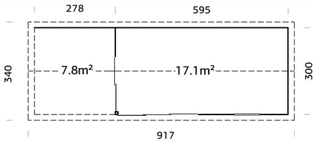 Amanda 17.1+7.8m2 (8.73x3m | 44mm) Suur alumiiniumustega viilkatusega aiamaja