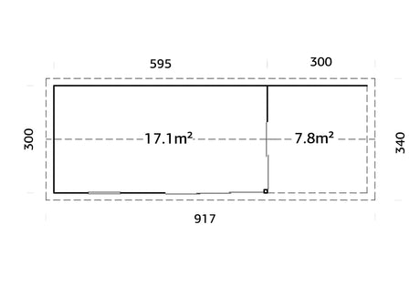 Amanda 17.1+7.8m2 (8.73x3m | 44mm) Suur alumiiniumustega viilkatusega aiamaja