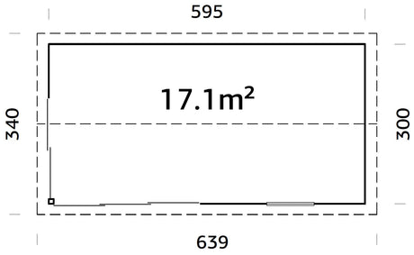 Amanda 17.2m2 (5.95x3m | 44mm) Lükanduste ja modernse nurgalahendusega aiamaja