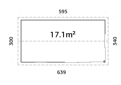 Amanda 17.2m2 (5.95x3m | 44mm) Lükanduste ja modernse nurgalahendusega aiamaja