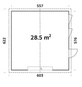 Andre 28.5m2 (5.57x5.76m | 18mm) Suur sektsioonuksega garaaž valmis seinaelementidest