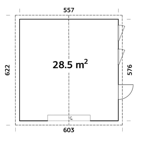 Andre 28.5m2 (5.57x5.76m | 18mm) Suur sektsioonuksega garaaž valmis seinaelementidest