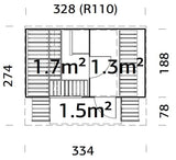 Anette 3+1.5m2 (3.28x2.7m | 42mm) Ovaalsaun