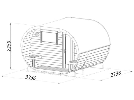 Anette 3+1.5m2 (3.28x2.7m | 42mm) Ovaalsaun
