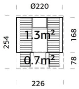 Anita 1.3+0.7m2 (2.2x2.5m | 42mm) Torusaun