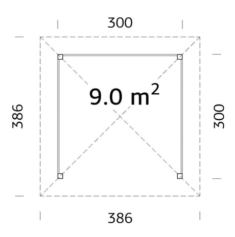 Betty 9m2 (3x3m) Ruudukujuline paviljon