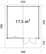 Britta 17.5m2 (4.26x4.26m | 40mm) Mägimajakese stiilis freespruss-aiamaja