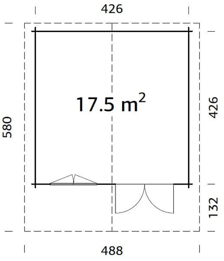 Britta 17.5m2 (4.26x4.26m | 40mm) Mägimajakese stiilis freespruss-aiamaja