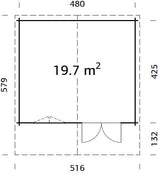 Britta 19.7m2 (4.8x4.25m | 40mm) Mägimajakese stiilis freespruss-aiamaja