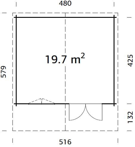 Britta 19.7m2 (4.8x4.25m | 40mm) Mägimajakese stiilis freespruss-aiamaja