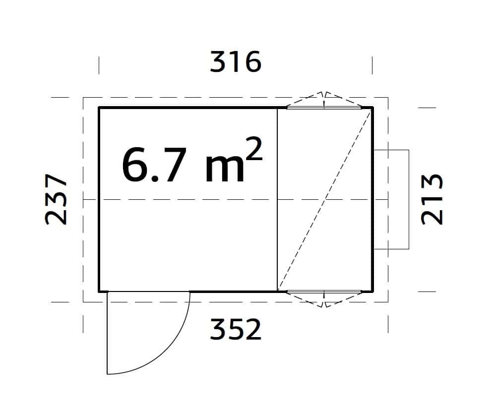 Chick 6.7m2 (2,13x3.16m | 16mm) Metallkatusega puidust kanamaja