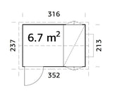 Chick 6.7m2 (2,13x3.16m | 16mm) Metallkatusega puidust kanamaja