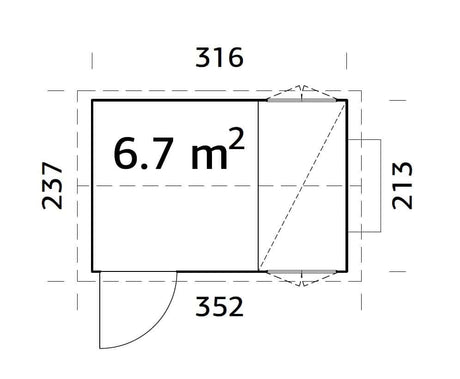 Chick 6.7m2 (2,13x3.16m | 16mm) Metallkatusega puidust kanamaja
