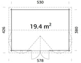 Claudia 19.4m2 (5.5x4m | 44mm) Kellakastiga freespruss-aiamaja