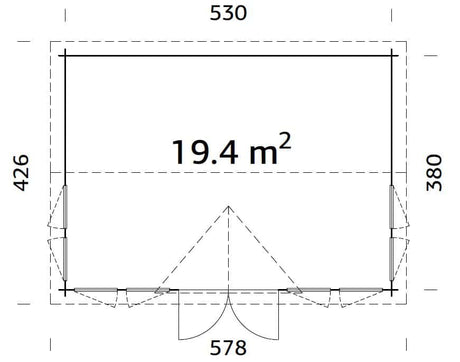Claudia 19.4m2 (5.5x4m | 44mm) Kellakastiga freespruss-aiamaja