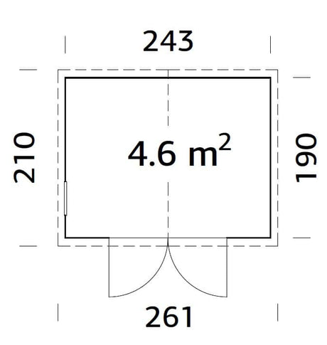 Dan 4.5m2 (2.43x1.9m | 16mm) Valmis seinaelementidest kompaktne aiakuur